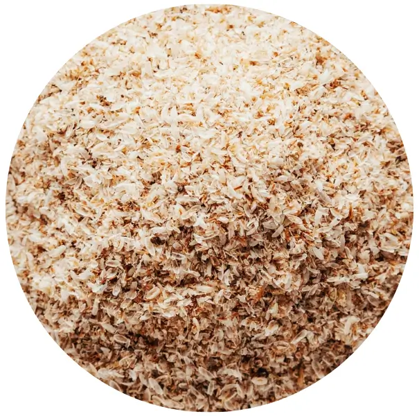 Poudre d'enveloppes de psyllium.